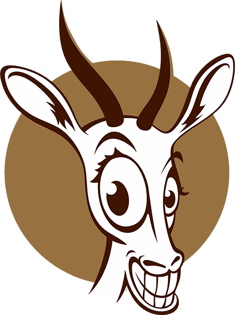 A cartoon of an animal with horns on its head.